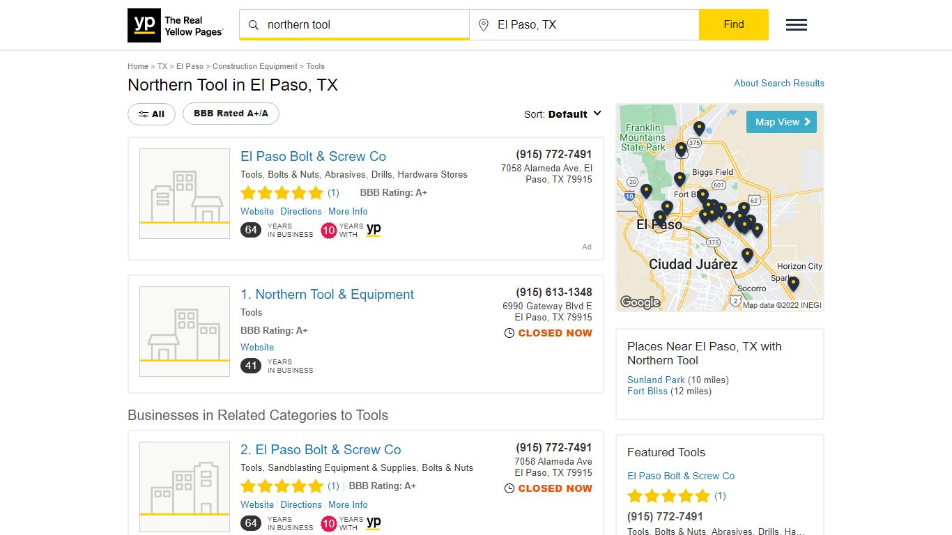 Northern Tool Locations & Hours Near El Paso, TX - YP.com